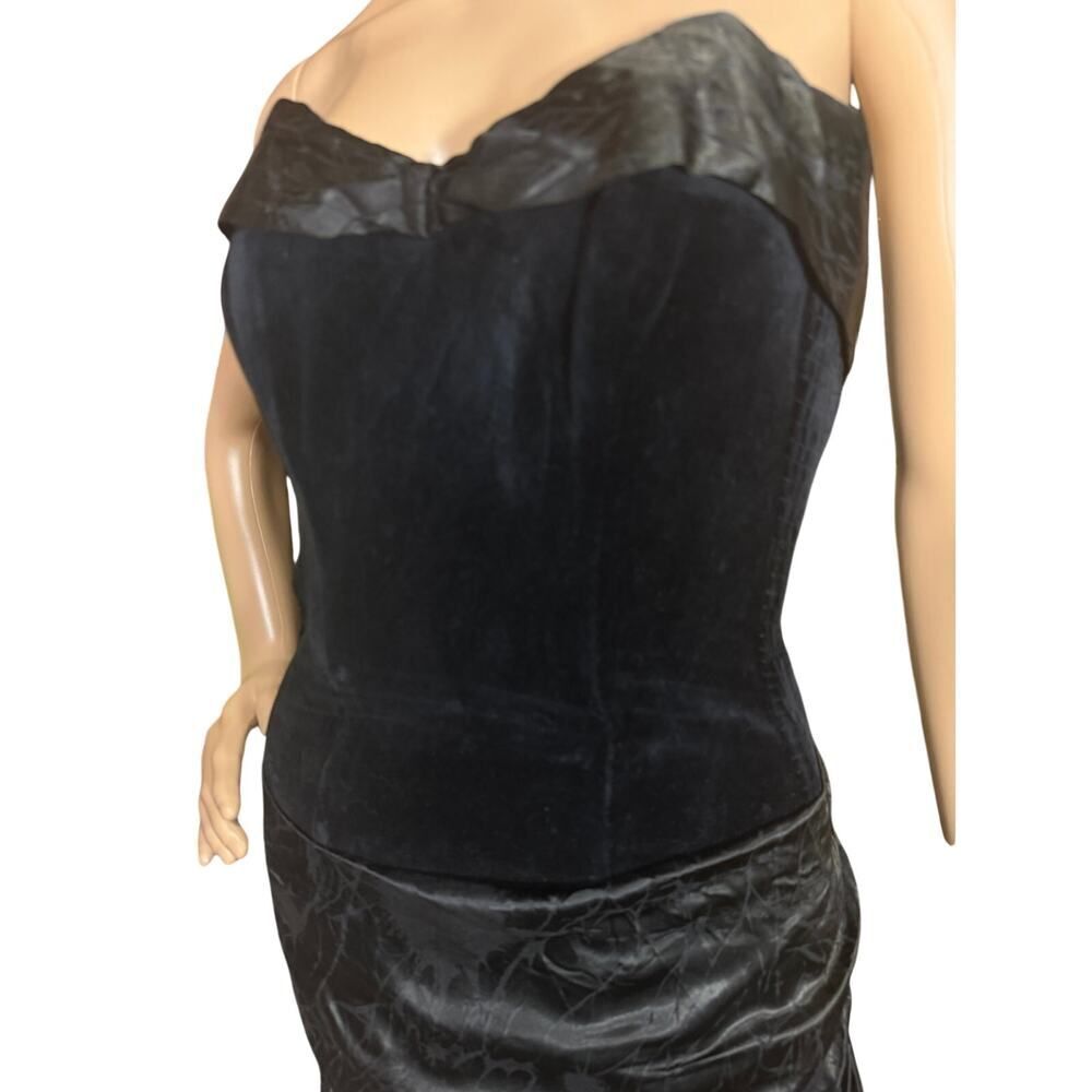 Strapless Black Ruched Cocktail Dress - Picture 12 of 16